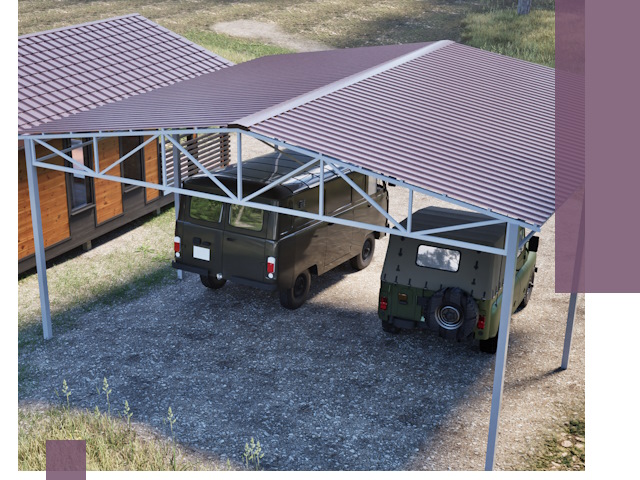 Двускатные навесы под ключ в Елабуге — изготовление и монтаж